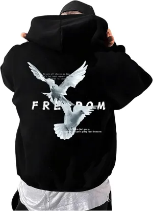 GORGLITTER Men's Anime Graphic Hoodies Oversize Cool Fleece Hoodies Pullover Trendy Hooded Sweatshirt with Pocket