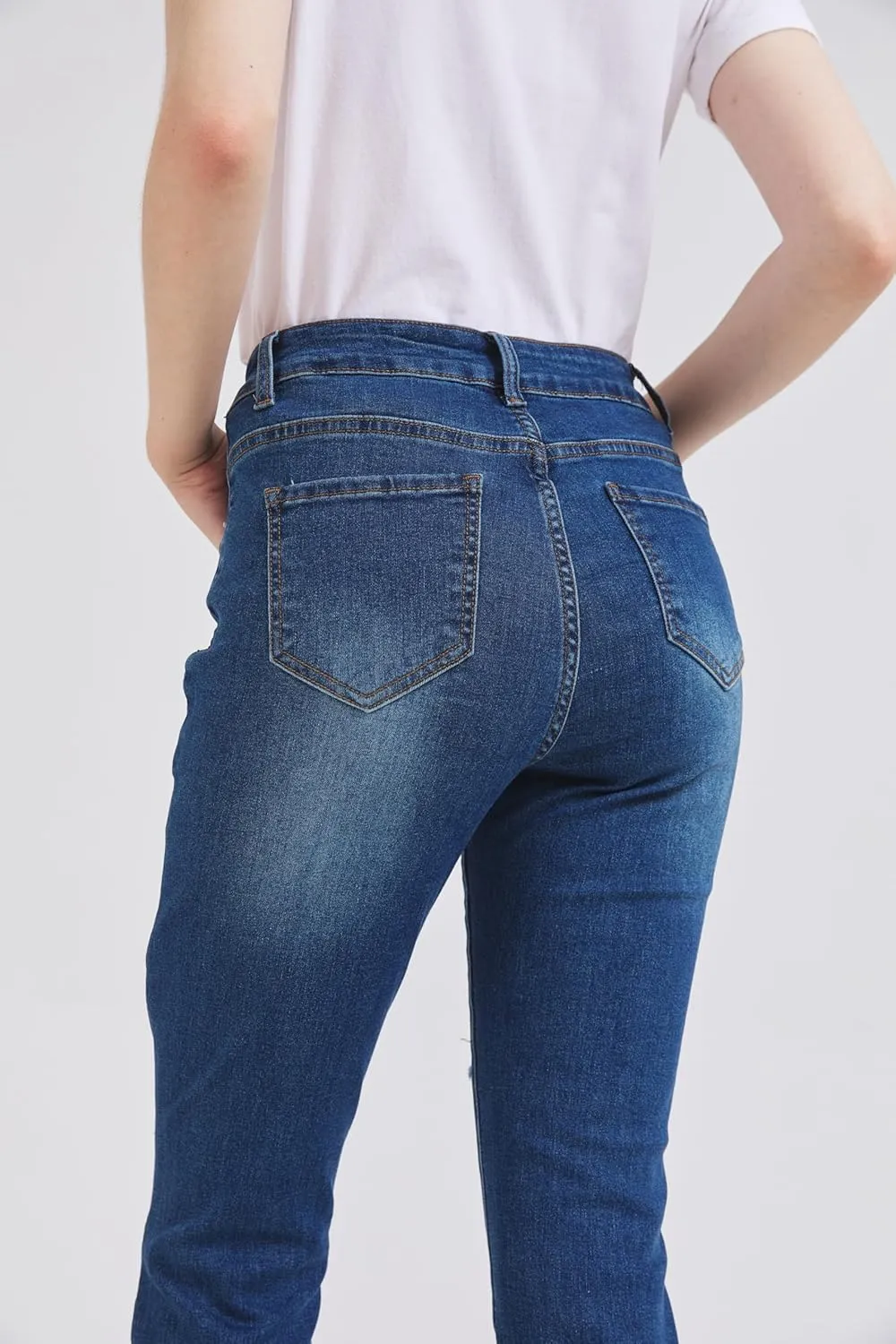 GUNLIRE Women's Ripped Jeans Trendy Stretchy High Waisted Skinny Fit Distressed Tummy Control Casual Denim Jeans for Women
