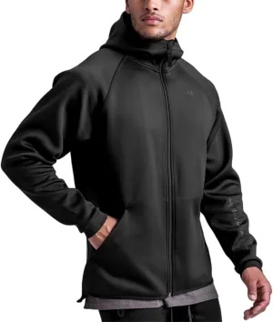 Gym Workout Gym Hoodie Men Athletic Track Jacket,Full Zip-Up Hoodie Running, Bodybuilding(black,L)