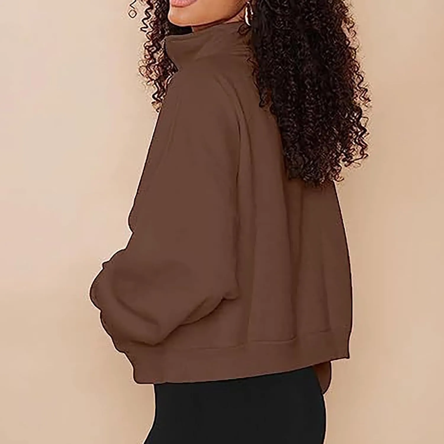Half Zip Up Hoodies For Women Crop Women's Fall Sweatshirt Long Sleeve Kangaroo Pocket Pullover Tops Loose Fit Sweatshirts