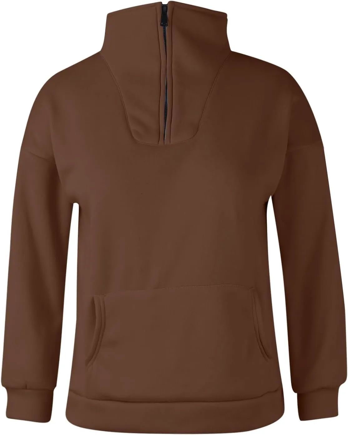 Half Zip Up Hoodies For Women Crop Women's Fall Sweatshirt Long Sleeve Kangaroo Pocket Pullover Tops Loose Fit Sweatshirts