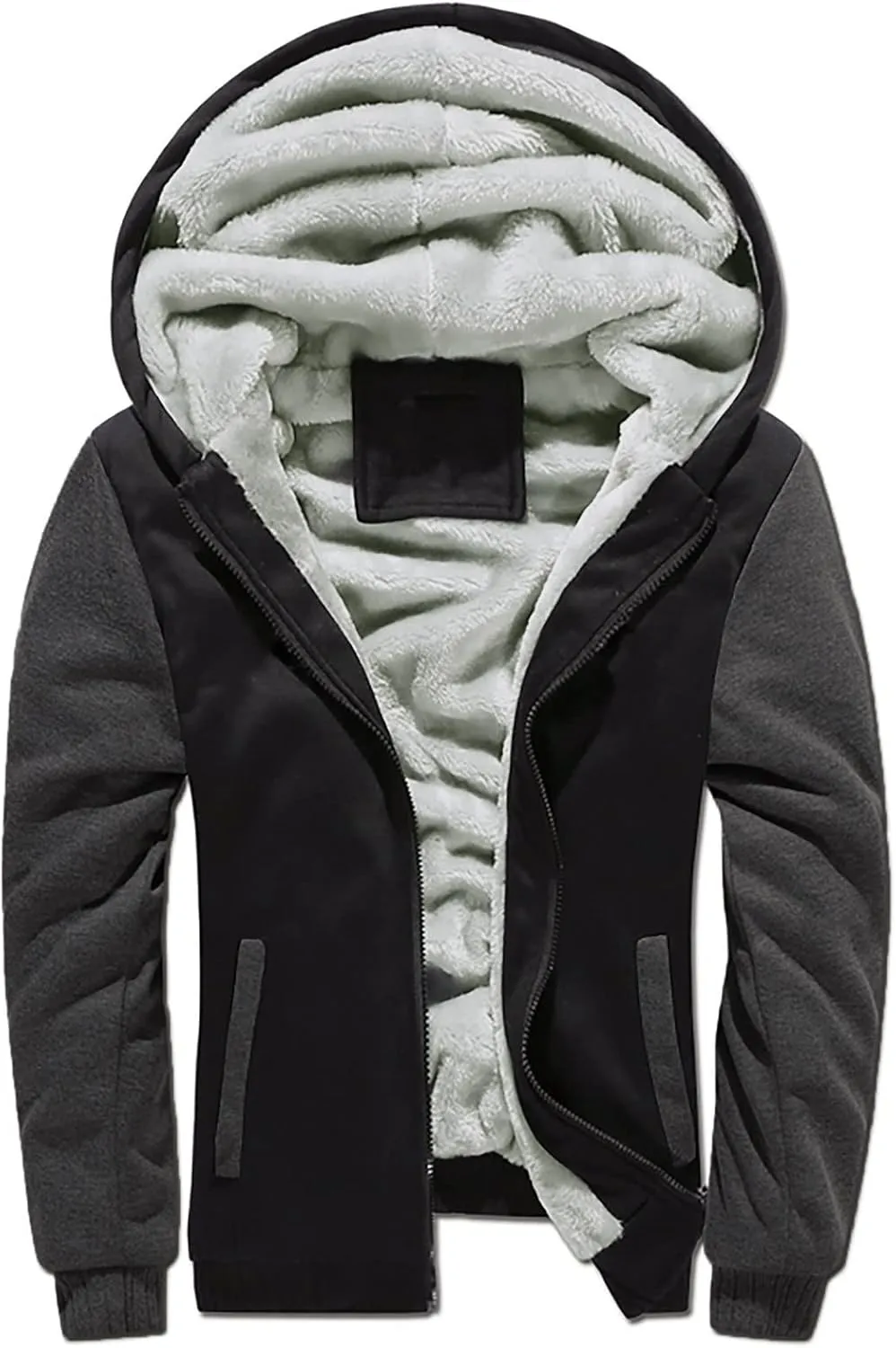 Heavyweight Winter Sweatshirt Thick Fleece Sherpa Lined Warm Jacket Big Tall Zip Up Mens Hoodie Outerwear Coats