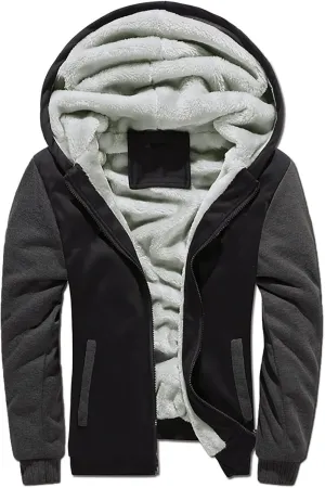Heavyweight Winter Sweatshirt Thick Fleece Sherpa Lined Warm Jacket Big Tall Zip Up Mens Hoodie Outerwear Coats