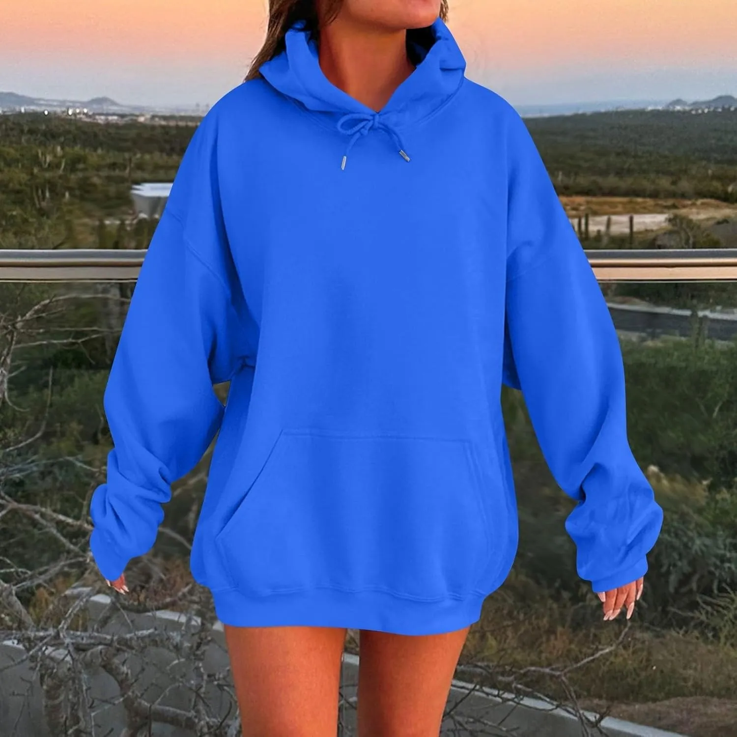 Hooded Sweatshirt Women Crewneck Sweatshirts Long Sleeve Shirts with Pocket Pullover Sweater Jumper Plus Size Tops