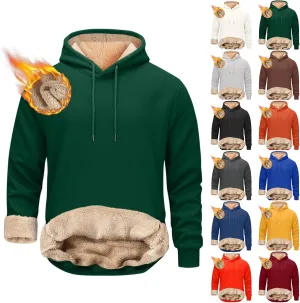Hoodies for Men Long Sleeve Fashion Sherpa Fleece Lined Hoodies Winter Warm Thick Pullover Hooded Sweatshirt
