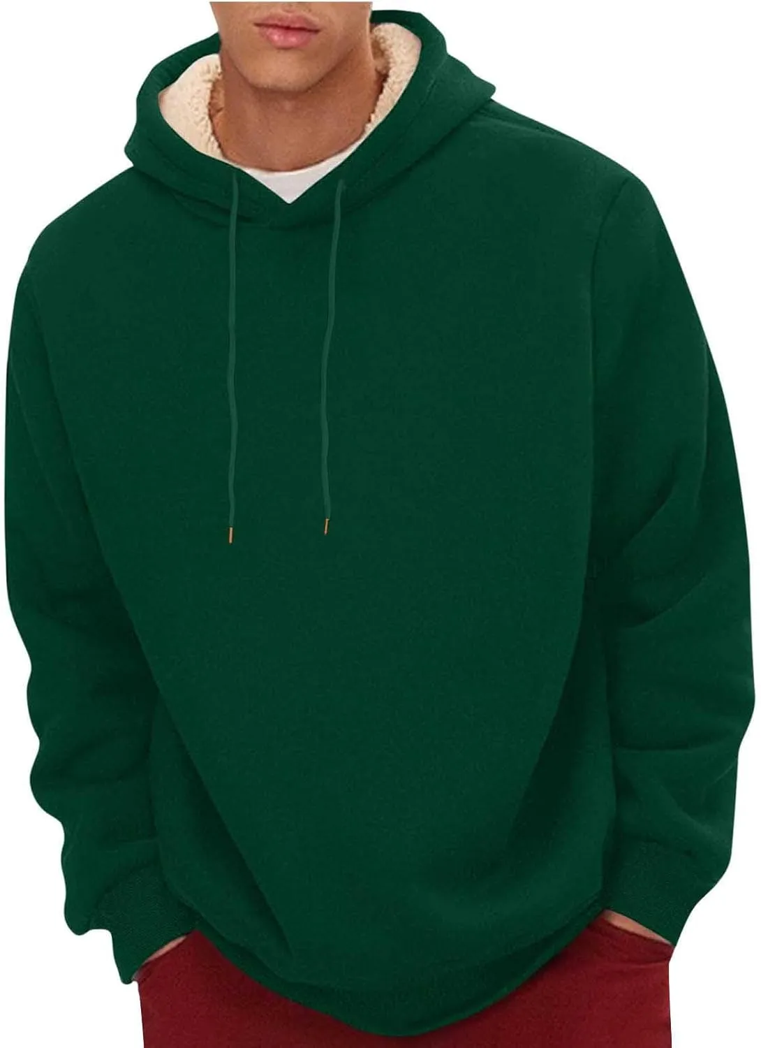 Hoodies for Men Long Sleeve Fashion Sherpa Fleece Lined Hoodies Winter Warm Thick Pullover Hooded Sweatshirt