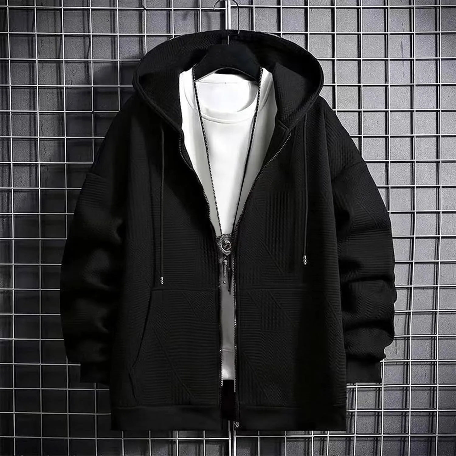 Hoodies For Men Trendy Casual Fall Winter Warm Outwear with Pockets Hooded Sweatskirts Mid-Weight Loose Fit Sweater Shirts