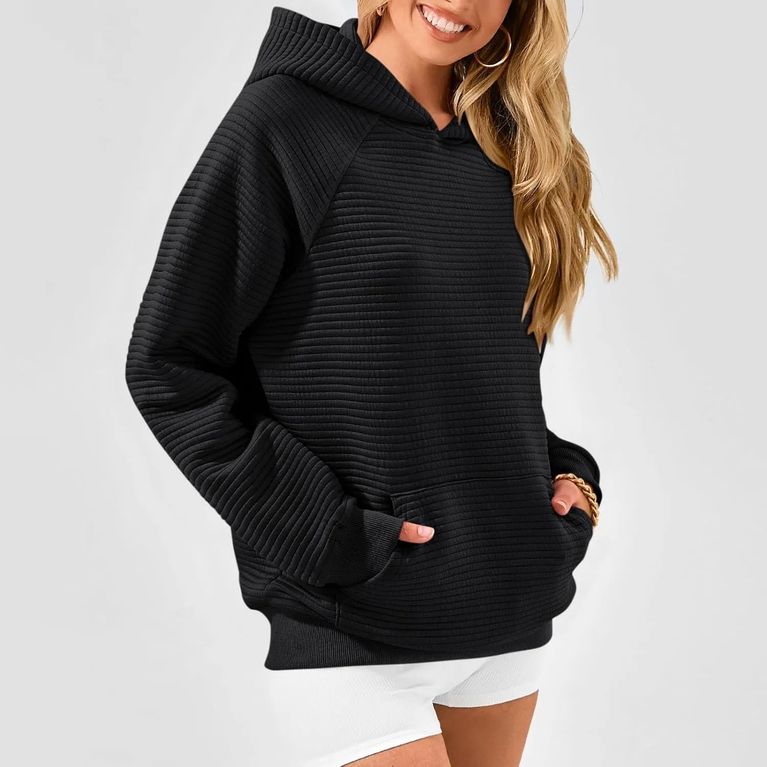 Hoodies For Teen Girls Long Sleeve Western Sweatshirts Knit Fall Sweaters Casual Solid Tunic Pullover With Pocket
