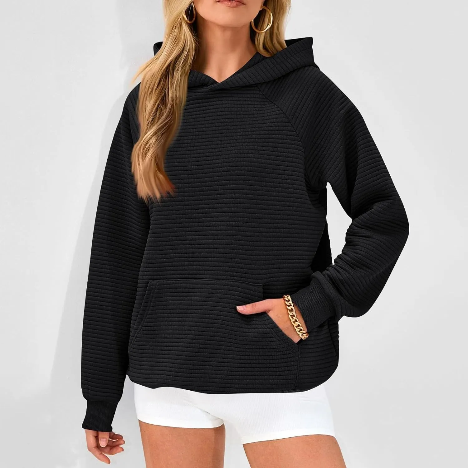 Hoodies For Teen Girls Long Sleeve Western Sweatshirts Knit Fall Sweaters Casual Solid Tunic Pullover With Pocket