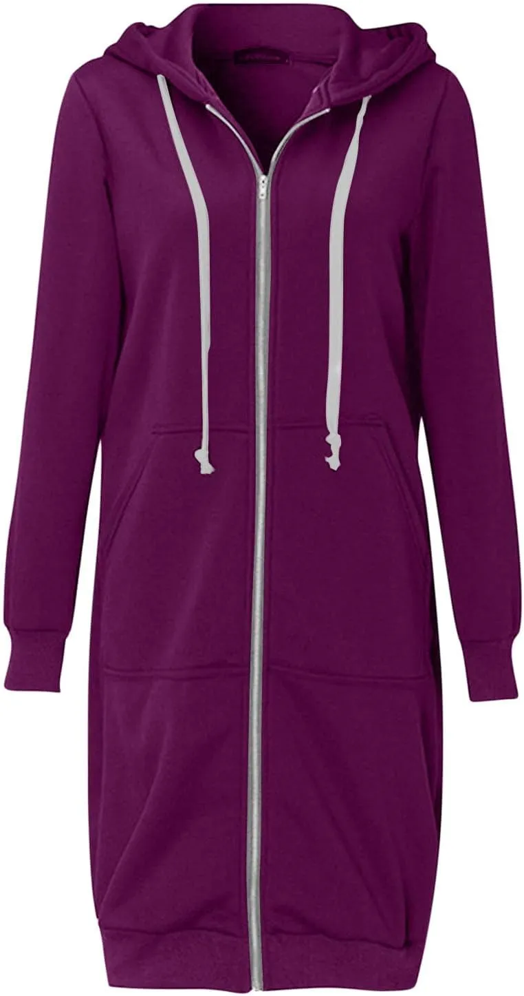 Hoodies for Women 2024 Casual Full Zip Up Hoodie Comfortable Womens Long Hoodies Fashion Sweatshirt with Pockets