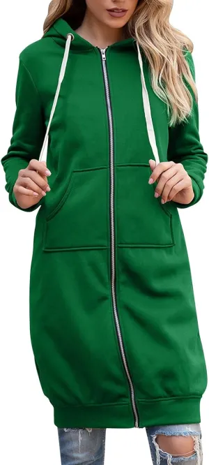 Hoodies for Women Casual Full Zip Up Hoodie Comfortable Womens Long Hoodies Fashion Sweatshirt Thermal Hoodie Zip Up Coat
