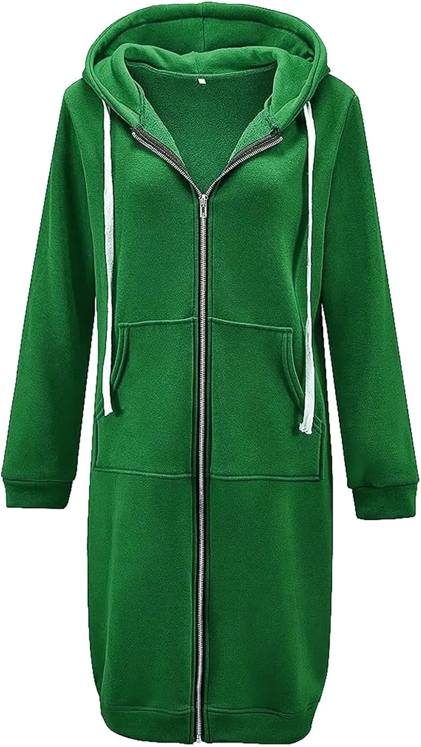 Hoodies for Women Casual Full Zip Up Hoodie Comfortable Womens Long Hoodies Fashion Sweatshirt Thermal Hoodie Zip Up Coat