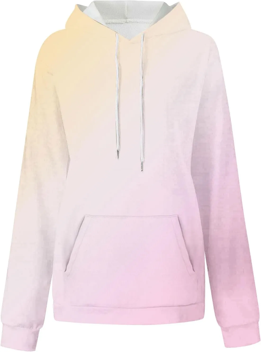 Hoodies For Women Long Sleeve Oversized Sweatshirts Trendy Gradient Graphic Print Sweatshirt with Pocket