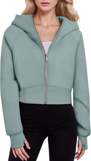 Hoodies for Women Womens Zip Up Hoodies Cropped Sweatshirts Fleece Jackets Fall Outfits Casual Hooded Y2k Tops
