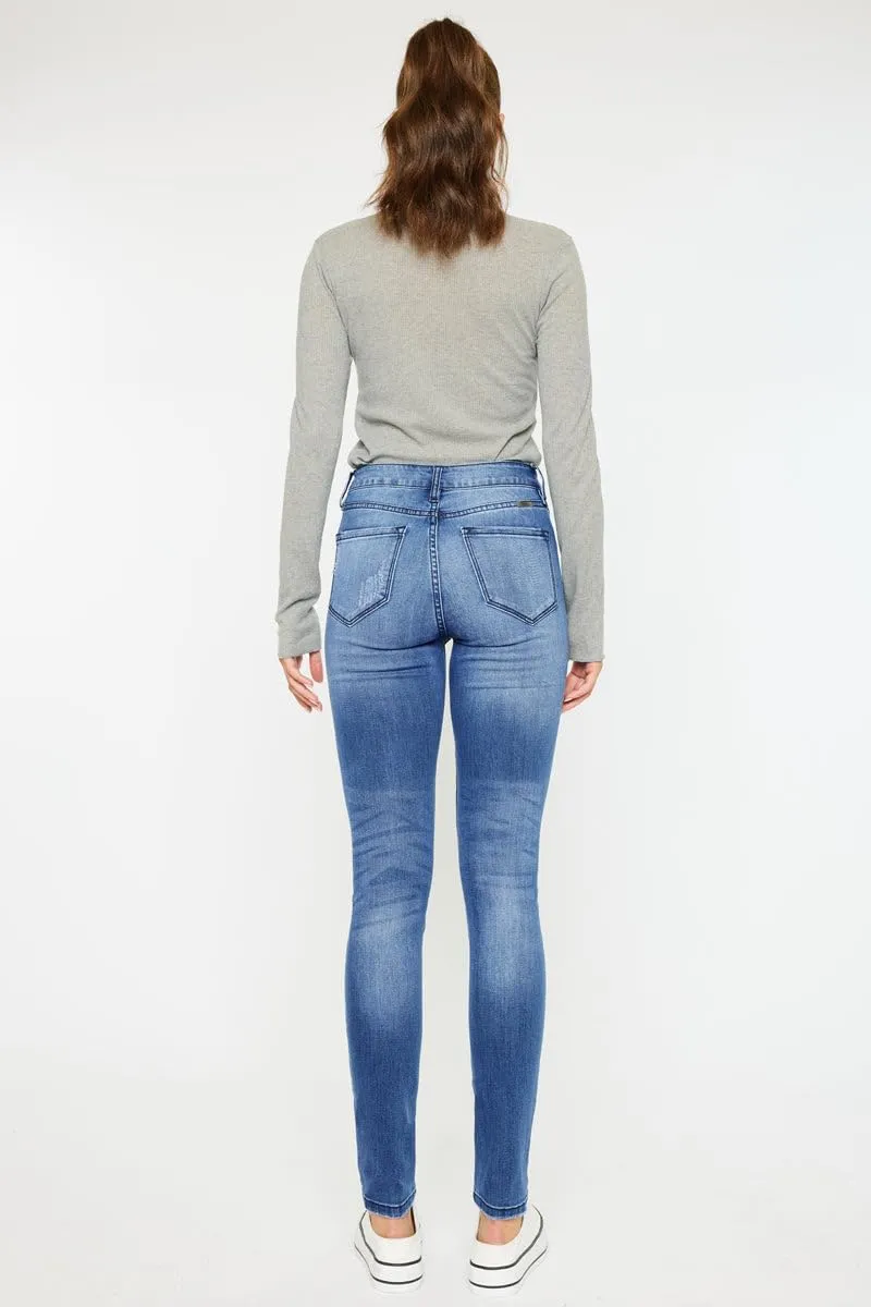 Kan Can USA Victoria High-Rise Exposed Button Wash Skinny Jeans - kc7113