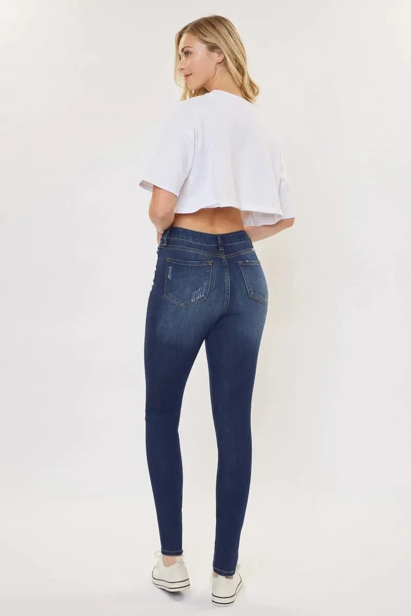 Kan Can USA Victoria High-Rise Exposed Button Wash Skinny Jeans - kc7113
