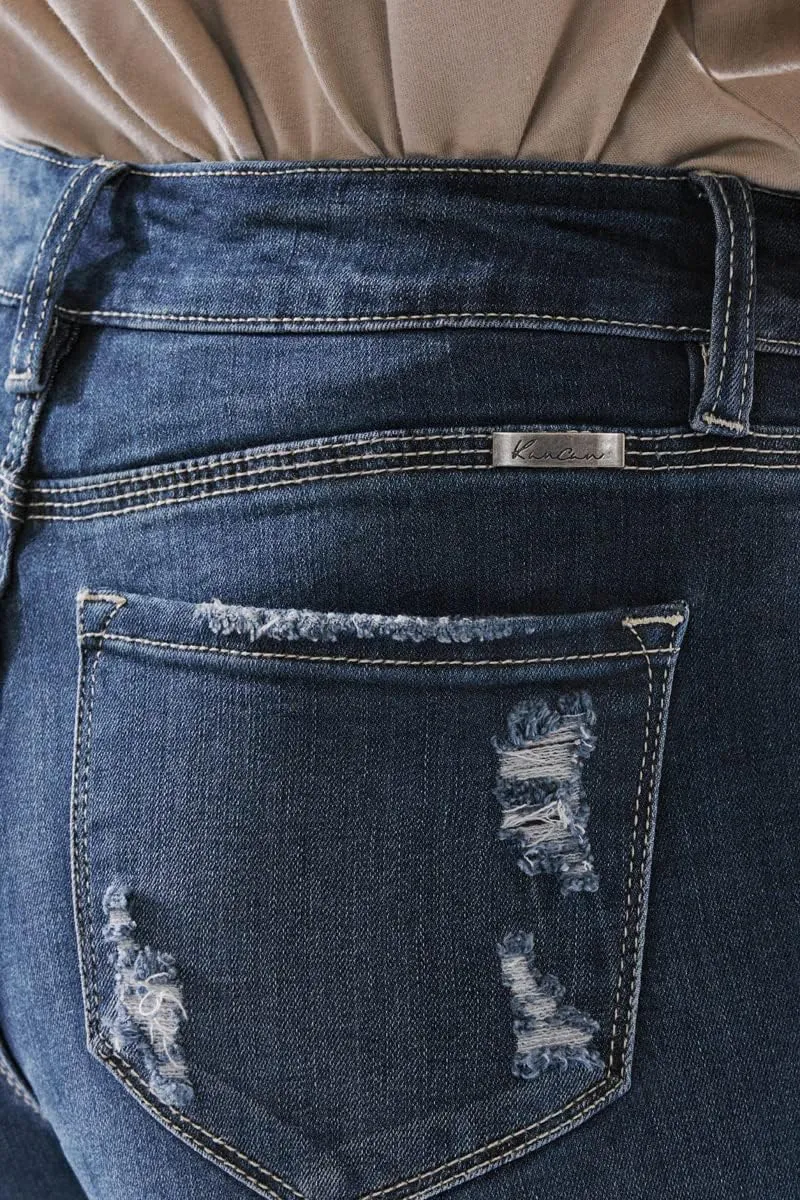 Kan Can Women's high Rise Distressed Ankle Skinny Jeans