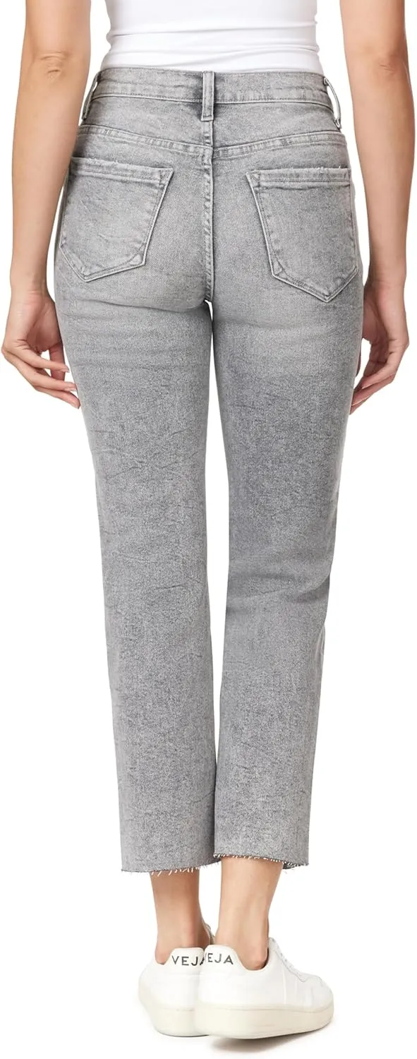 kensie Jeans Women's The Allie High-Rise Slim Straight Raw Hem 27-Inch Inseam, Sizes 0-16