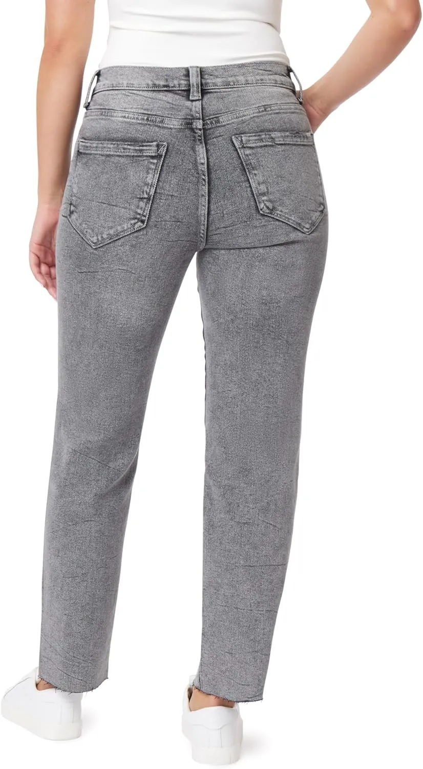 kensie Jeans Women's The Allie High-Rise Slim Straight Raw Hem 27-Inch Inseam, Sizes 0-16
