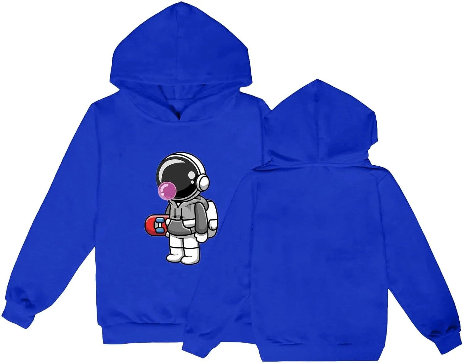 Kids Cute Astronaut Graphic Hoodie Boy Girl 2 Hooded Sweatshirts Pullover Long Sleeve Tops Toddler Winter Clothes
