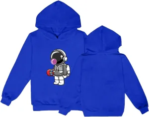 Kids Cute Astronaut Graphic Hoodie Boy Girl 2 Hooded Sweatshirts Pullover Long Sleeve Tops Toddler Winter Clothes