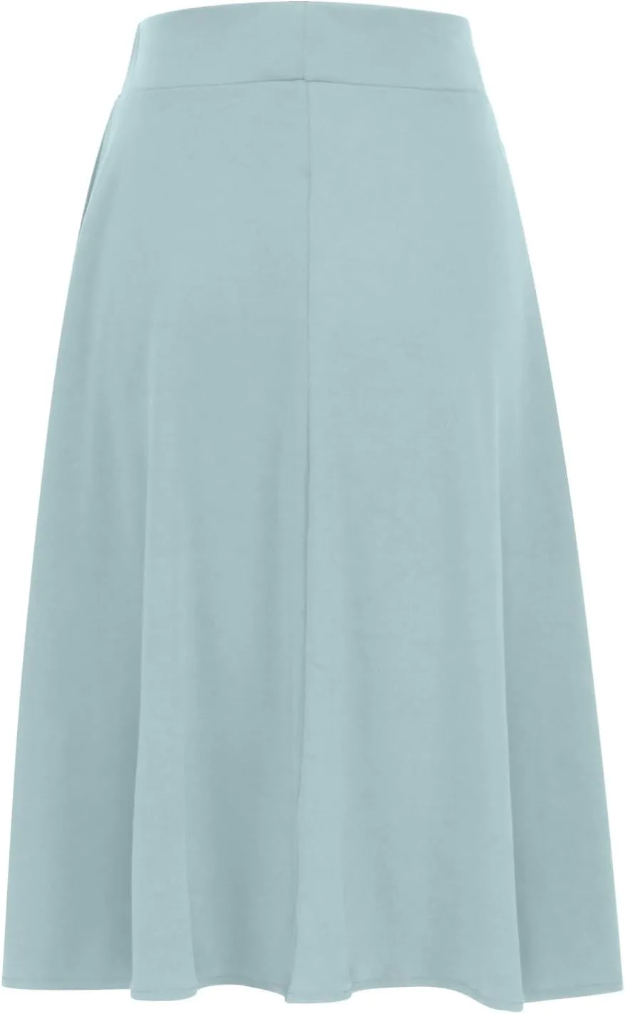 Knee Length A Line Skirt for Women High Waist Flared Swing Skater Skirts Classic Elegant Workwear