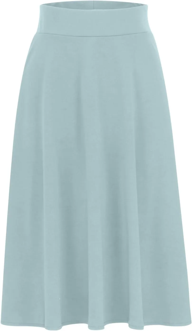 Knee Length A Line Skirt for Women High Waist Flared Swing Skater Skirts Classic Elegant Workwear
