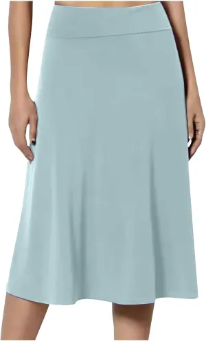 Knee Length A Line Skirt for Women High Waist Flared Swing Skater Skirts Classic Elegant Workwear
