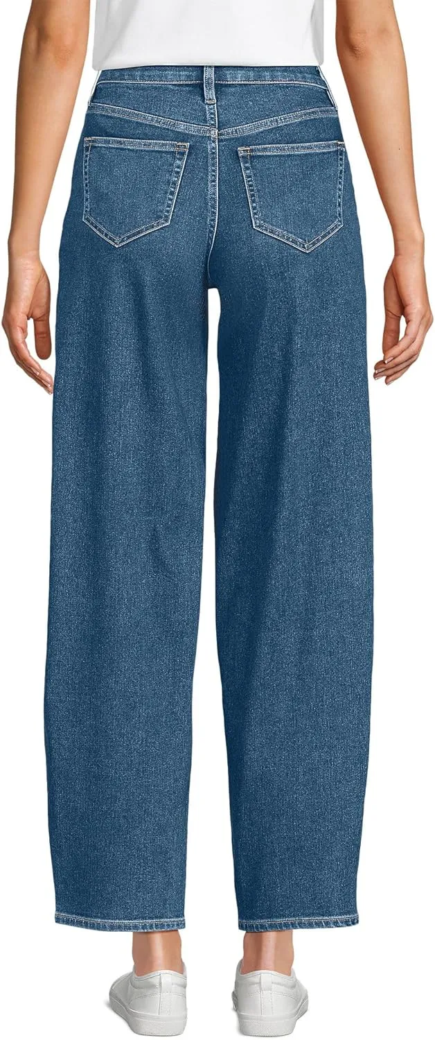 Lands' End Women's Recover High Rise Barrel Leg Ankle Jeans