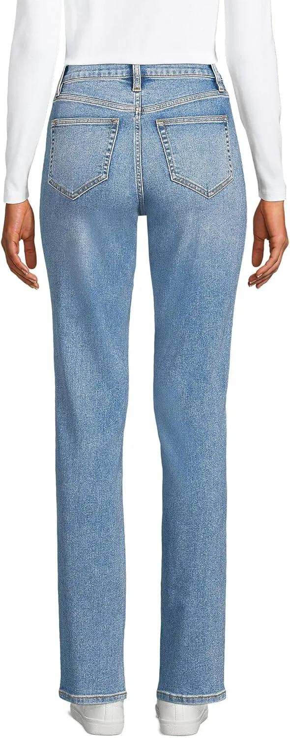 Lands' End Women's Recover High Rise Straight Leg Blue Jeans