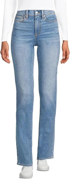 Lands' End Women's Recover High Rise Straight Leg Blue Jeans