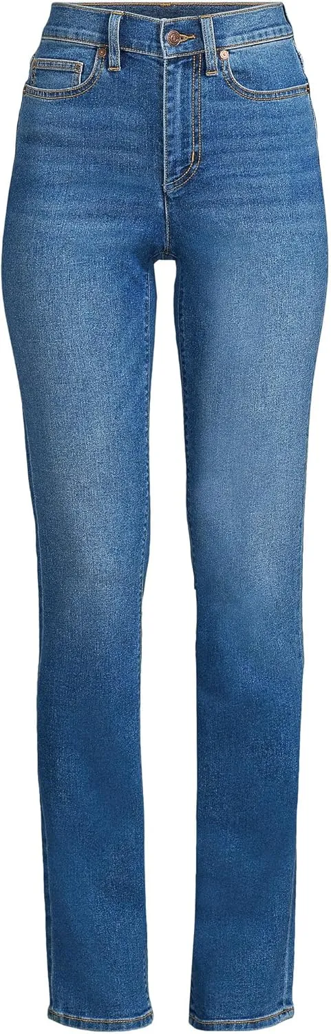 Lands' End Women's Recover High Rise Straight Leg Blue Jeans