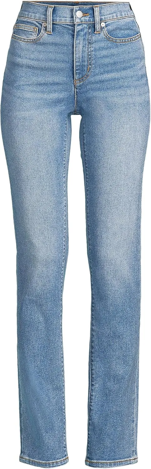 Lands' End Women's Recover High Rise Straight Leg Blue Jeans