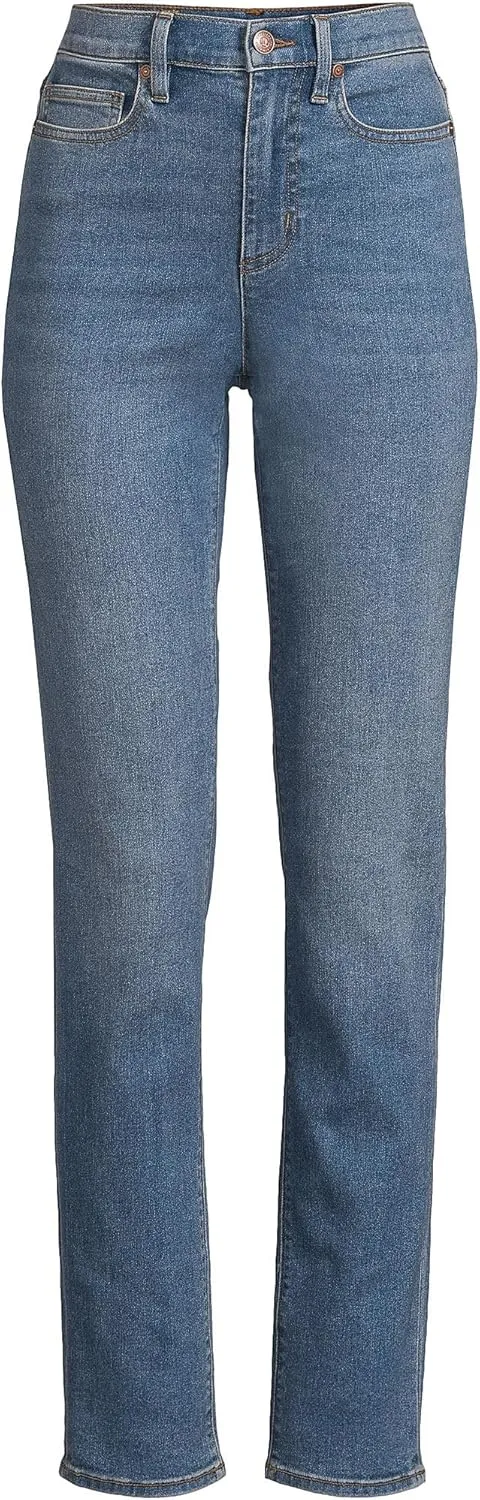 Lands' End Women's Recover High Rise Straight Leg Blue Jeans