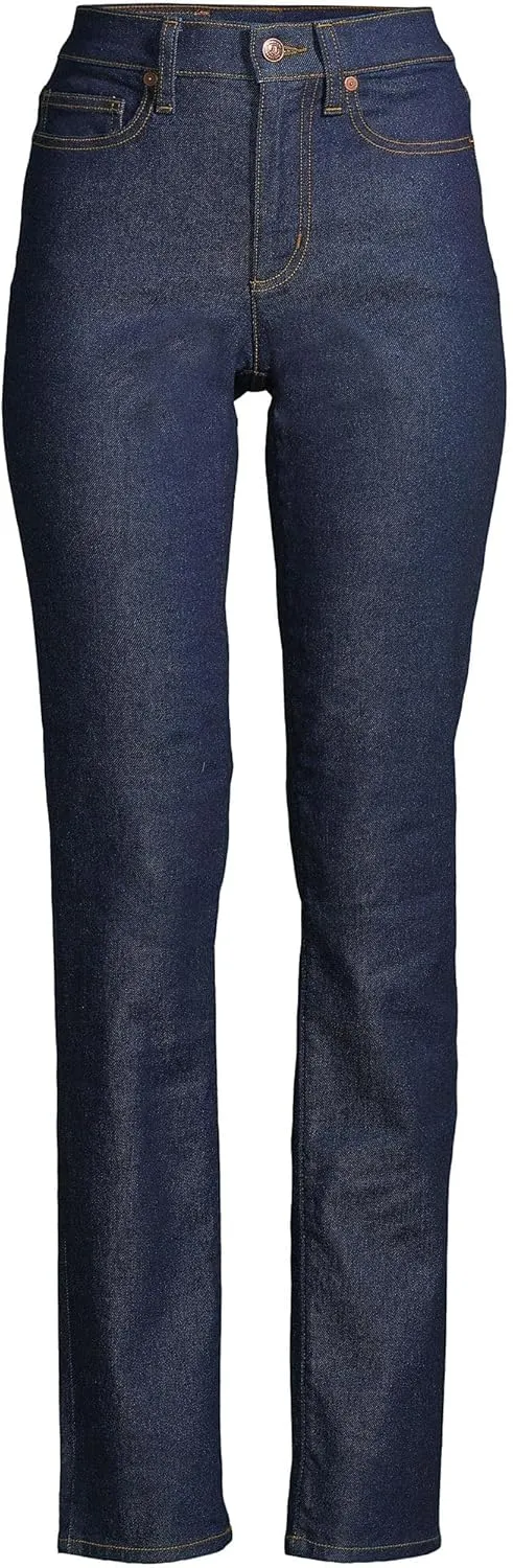 Lands' End Women's Recover High Rise Straight Leg Blue Jeans
