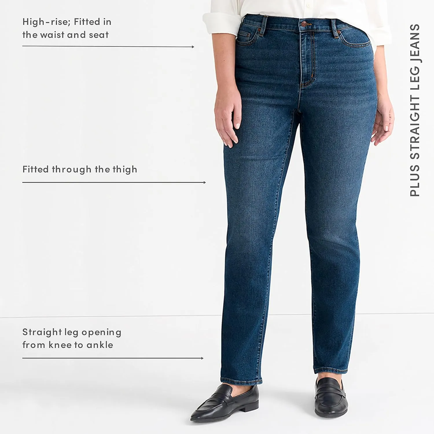 Lands' End Women's Recover High Rise Straight Leg Blue Jeans
