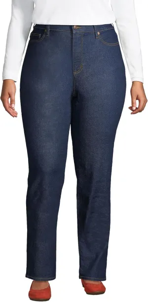 Lands' End Women's Recover High Rise Straight Leg Blue Jeans