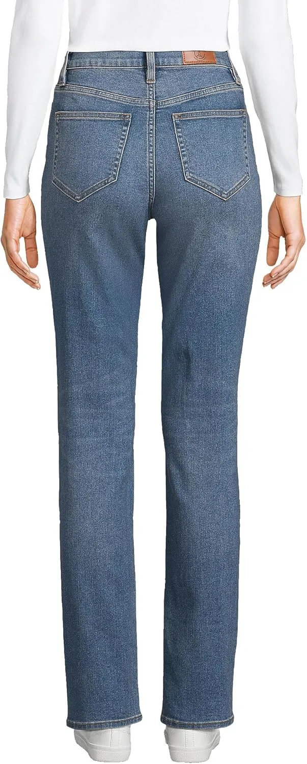 Lands' End Women's Recover High Rise Straight Leg Blue Jeans