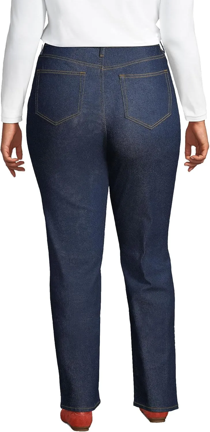 Lands' End Women's Recover High Rise Straight Leg Blue Jeans