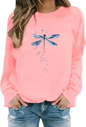 LCMTWX Crewneck Sweatshirts Women Sweatshirt Women's Butterfly Print Casual Fashion Sweatshirt Top Womens Popular Sweaters