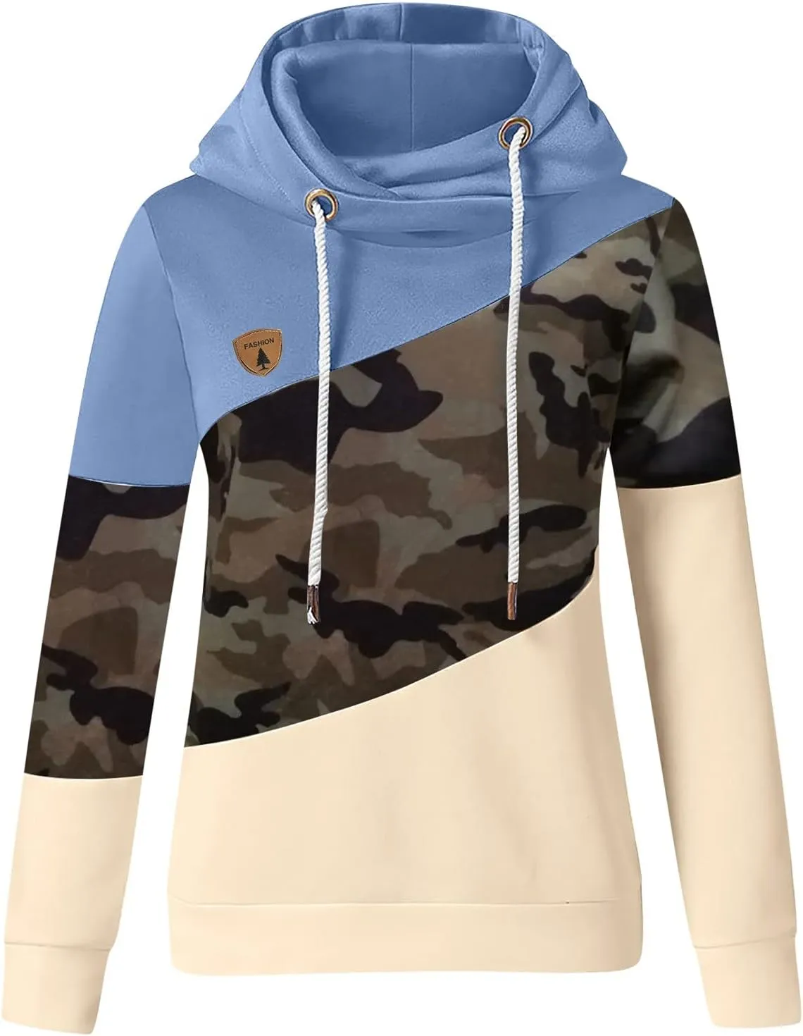 LCMTWX Sleeve Casual Hoodie Splice Contrast Long Sweatshirt Solid Strap Women Tops Women's Hoodies Sweatshirts Petite