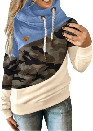 LCMTWX Sleeve Casual Hoodie Splice Contrast Long Sweatshirt Solid Strap Women Tops Women's Hoodies Sweatshirts Petite