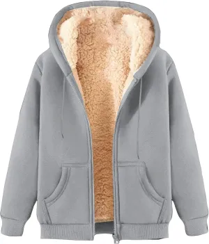 lcziwo Mens Fleece Hoodies Sherpa Lined Jacket Zip up Warm Hooded Sweatshirt Thick Thermal Windproof Winter Coats Outwear