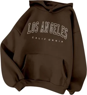 Letter Graphic Print Hoodies for Women Oversized Long Sleeve Casual Drawstring Fall Pullover Tops Fall Sweatshirt