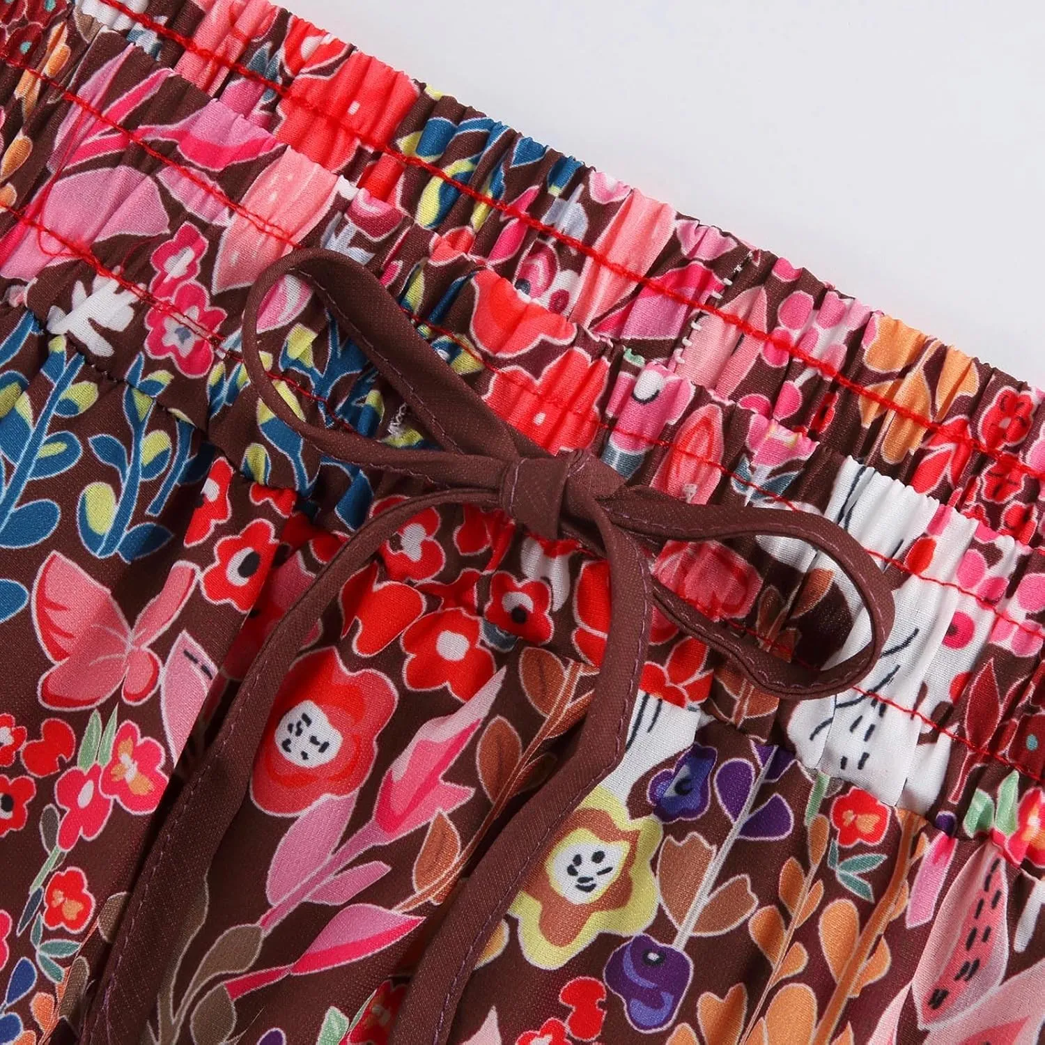 Long Skirts for Women Boho Floral High Waisted Casual A Line Skirt Pleated Beach Flowy Swing Maxi Skirts