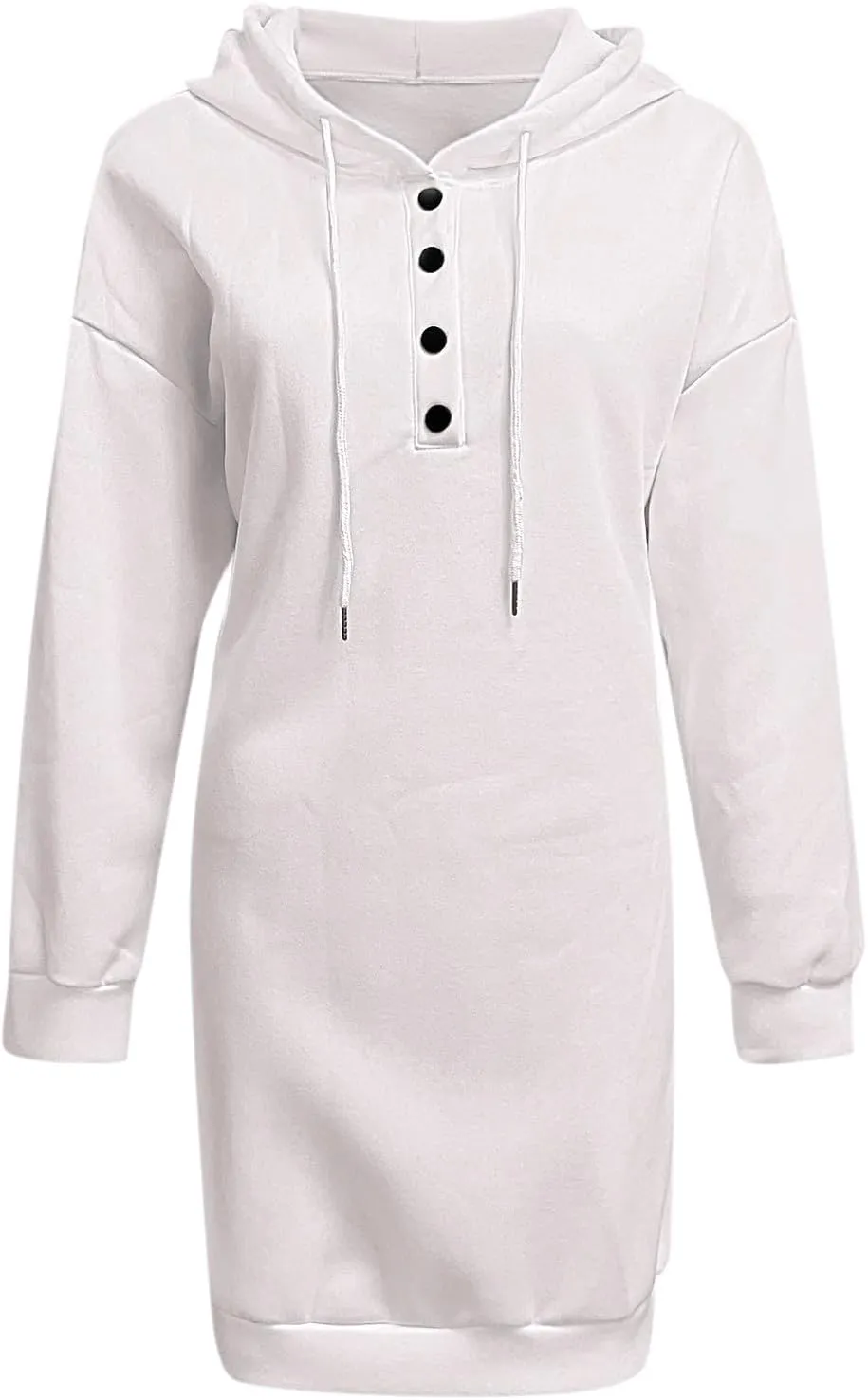 Long Sleeve Hoodies Dress Button Hooded Winter Dresses with Pockets 2024 Fall Trendy Hoodie Sweatshirts Dress