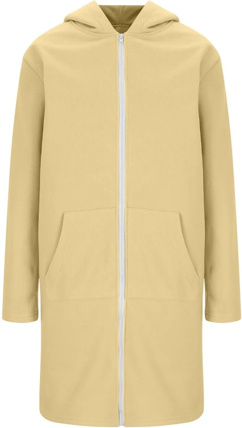 Long Zip Up Hoodie Women Lightweight Womens Zip Up Fleece Lined Long Hoodie Jacket Tunic Sweatshirt Blazer Oversized