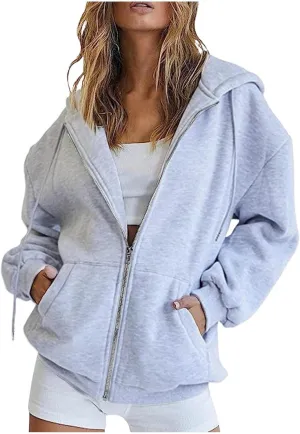 Masbird Womens Hoodies Zip Up Hoodies for Women Cropped Sweatshirts Fall Fashion Outfits 2024 Fleece Teen Girls Clothes