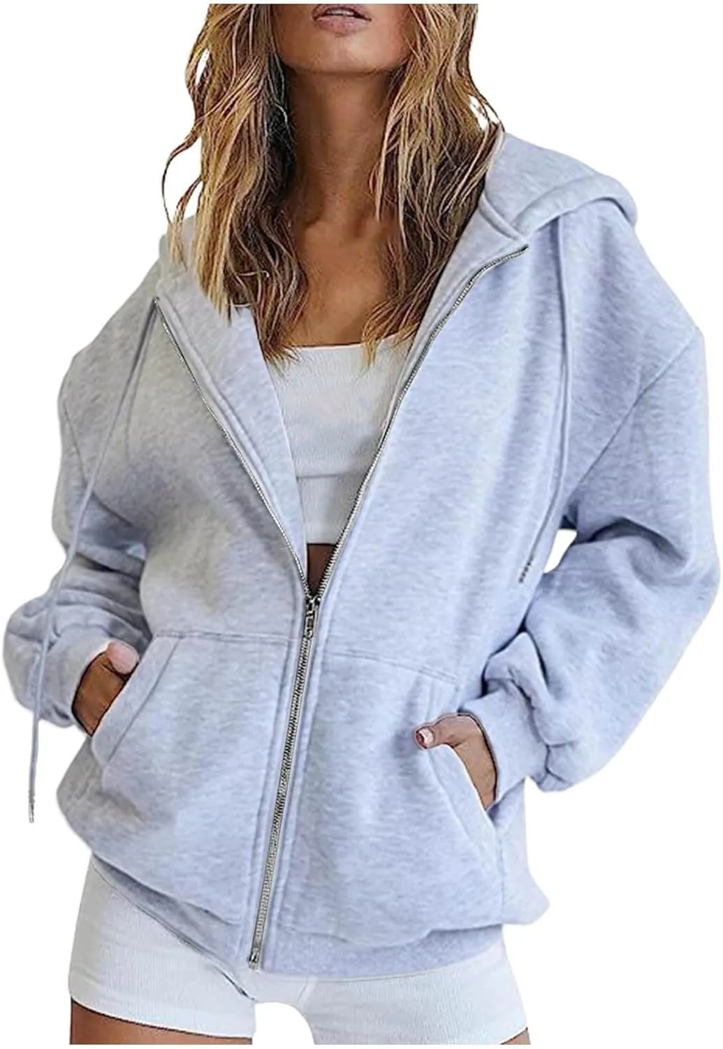 Masbird Womens Hoodies Zip Up Hoodies for Women Cropped Sweatshirts Fall Fashion Outfits 2024 Fleece Teen Girls Clothes