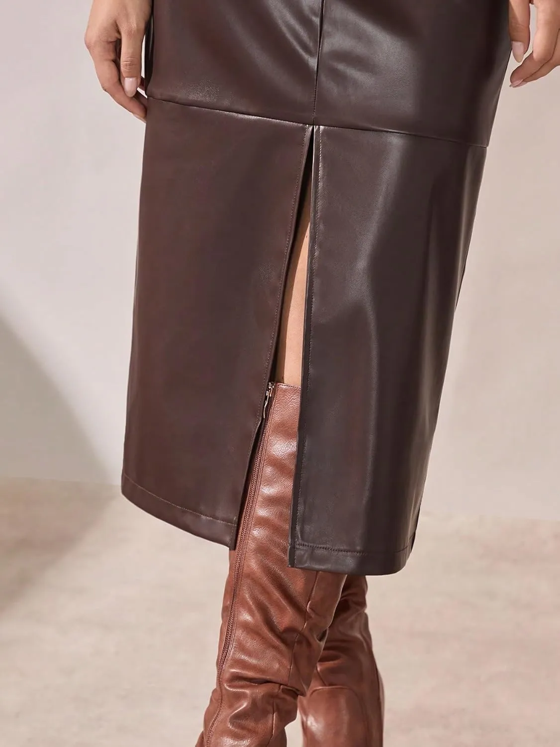 Maxi Skirts for Women Elegant Solid Color A-Line Slit Hem Skirt